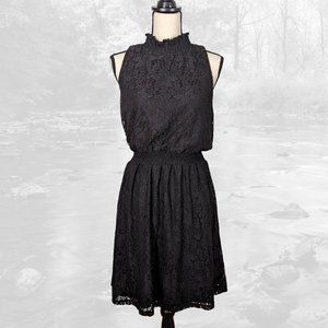 CLEARANCE! Black Mock Neck Sleeveless Lace Dress